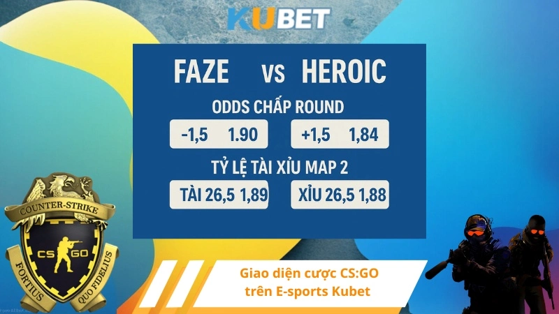 Giao diện cược CS:GO trên E-sports Kubet